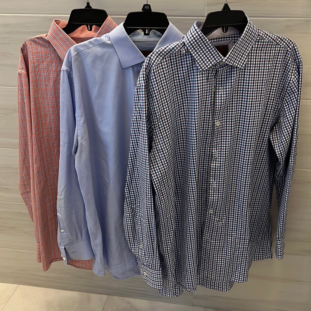 NICE lot of 3 Mens Long Sleeve Button Down Tattersall Shirts-Size 17~34/35